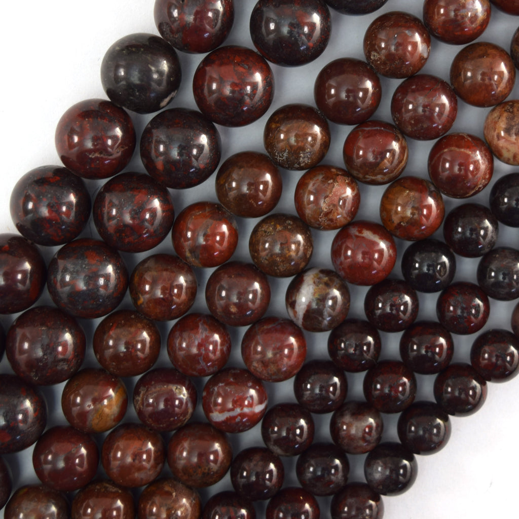 Natural Dark Poppy Jasper Round Beads Gemstone 15" Strand 4mm 6mm 8mm 10mm 12mm