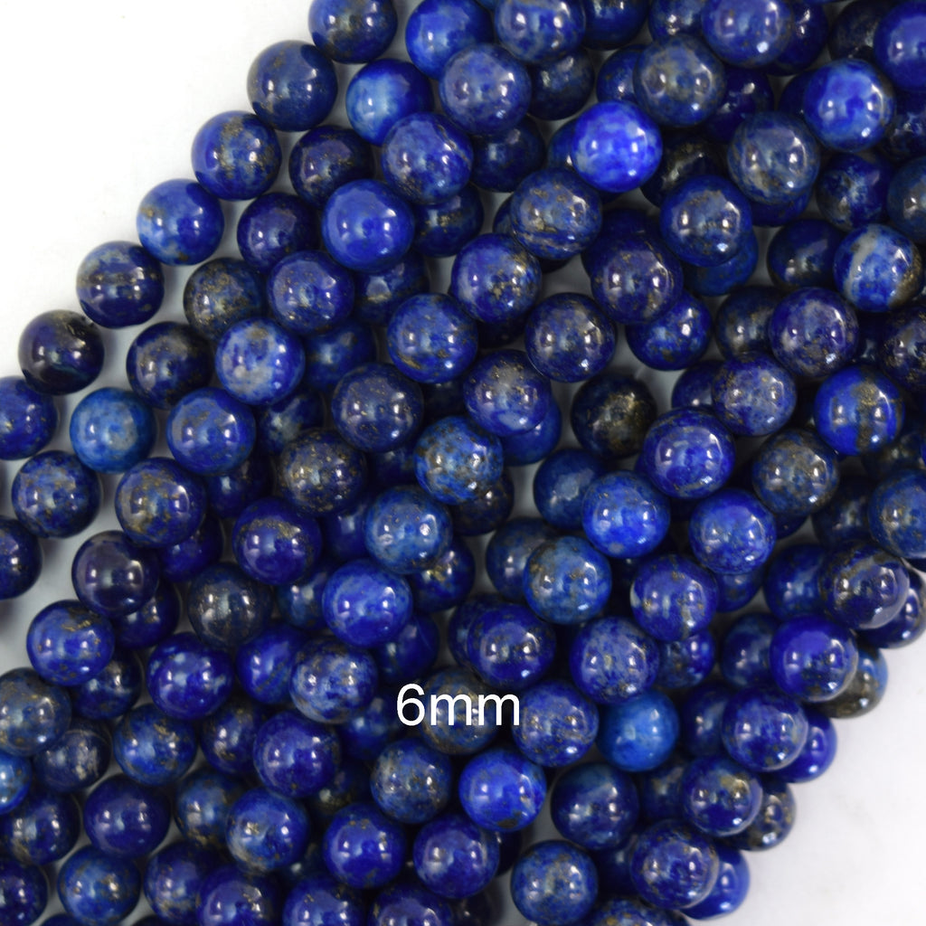 Natural Blue Lapis Lazuli Round Beads 15" Strand 4mm 6mm 8mm 10mm 12mm