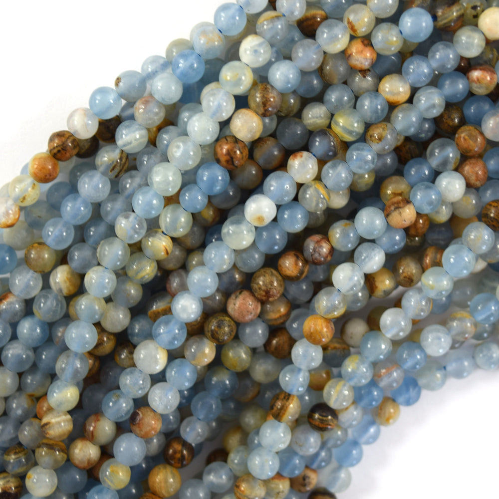 AA Natural Argentina Lemurian Aquatine Calcite Round Beads 15.5 4mm 6mm 8mm 10mm