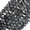 Synthetic Black White Calsilica Round Beads Gemstone 15.5