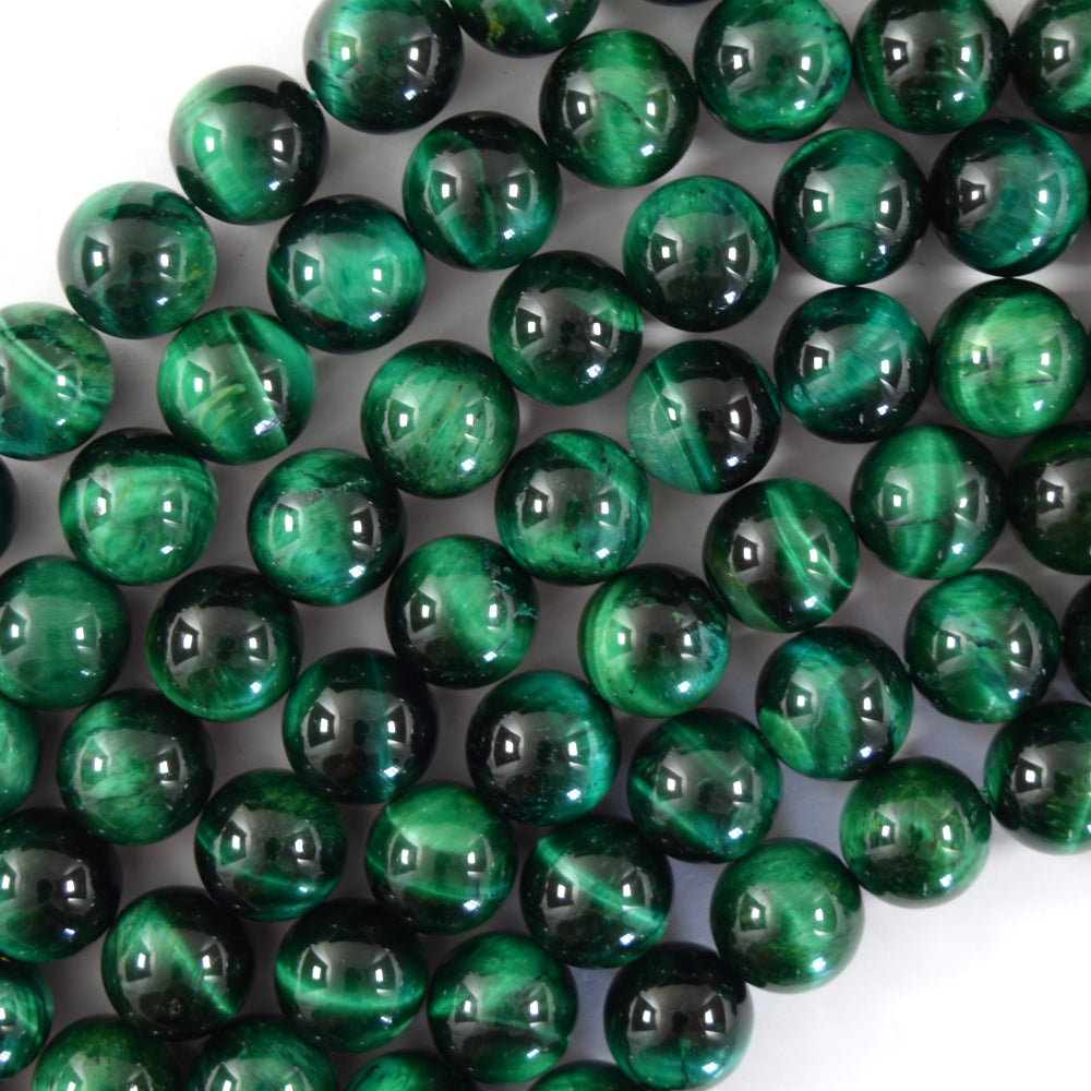 AA Green Tiger Eye Round Beads Gemstone 15.5" Strand 4mm 6mm 8mm 10mm 12mm