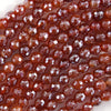 Mystic Titanium Faceted Red Stripe Agate Round Beads 15