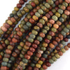 Natural Red Creek Picasso Jasper Rondelle Button Beads 15.5