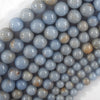 Natural Blue Angelite Round Beads Gemstone 15.5