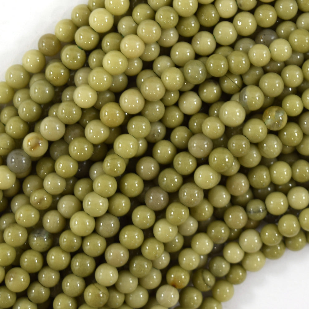 Natural African Matcha Green Jasper Round Beads 15" Strand 4mm 6mm 8mm 10mm