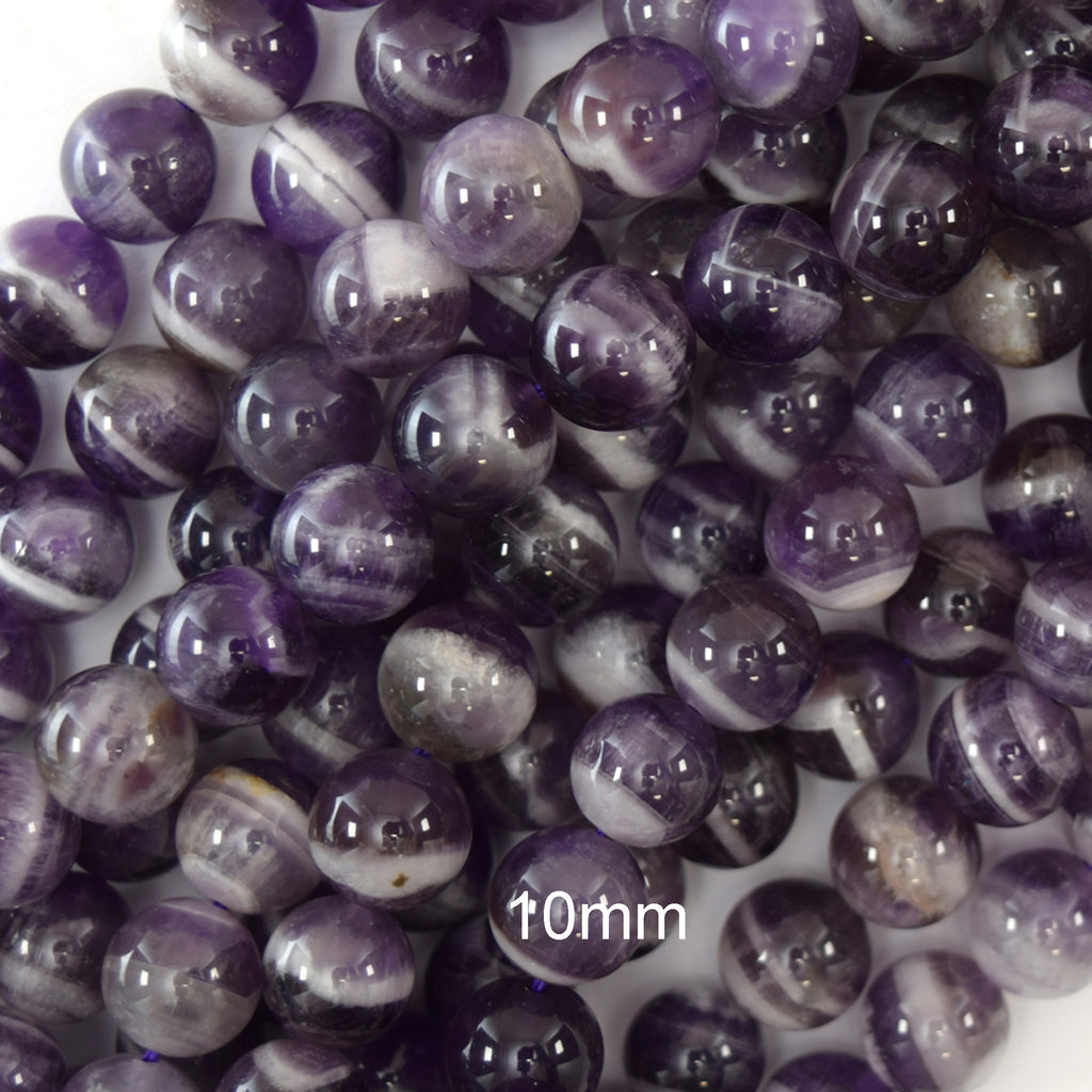 Natural Purple Dog Tooth Chevron Amethyst Round Beads 15.5" 6mm 8mm 10mm S1