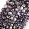 Natural Purple Dog Tooth Chevron Amethyst Round Beads 15.5
