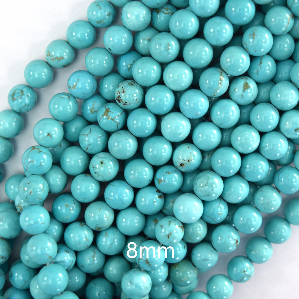 Blue Turquoise Round Beads Gemstone 15" Strand 2mm 4mm 6mm 8mm 10mm 12mm S2