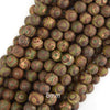 Matte Green Brown Tibetan DZI Agate Round Beads 15