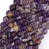 Natural Purple Phantom Amethyst Round Beads 15.5