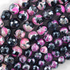 Mystic Titanium Faceted Magenta Black Agate Round Beads 15
