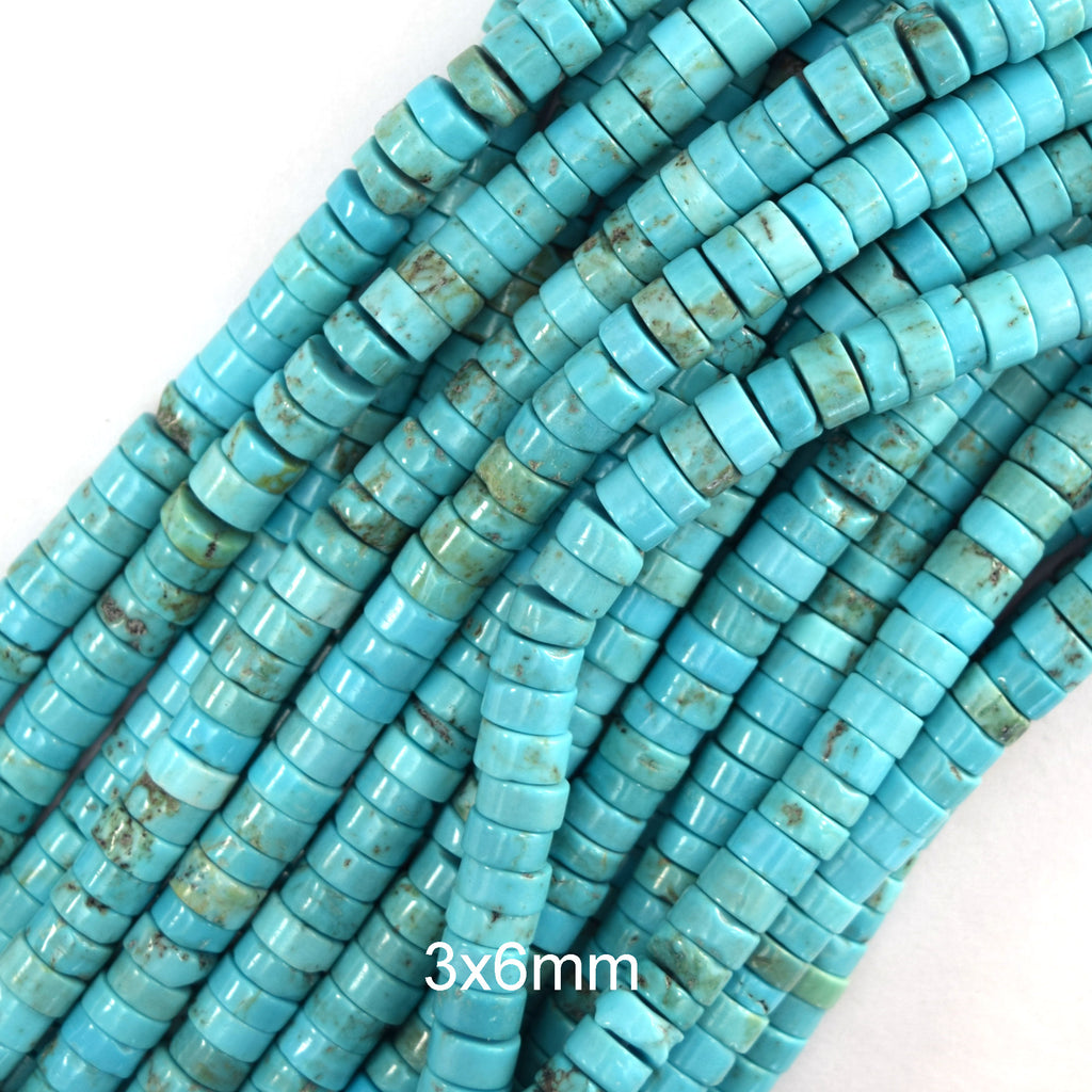 Brown Matrix Blue Turquoise Heishi Disc Beads Gemstone 15.5" Strand 4mm 6mm 8mm