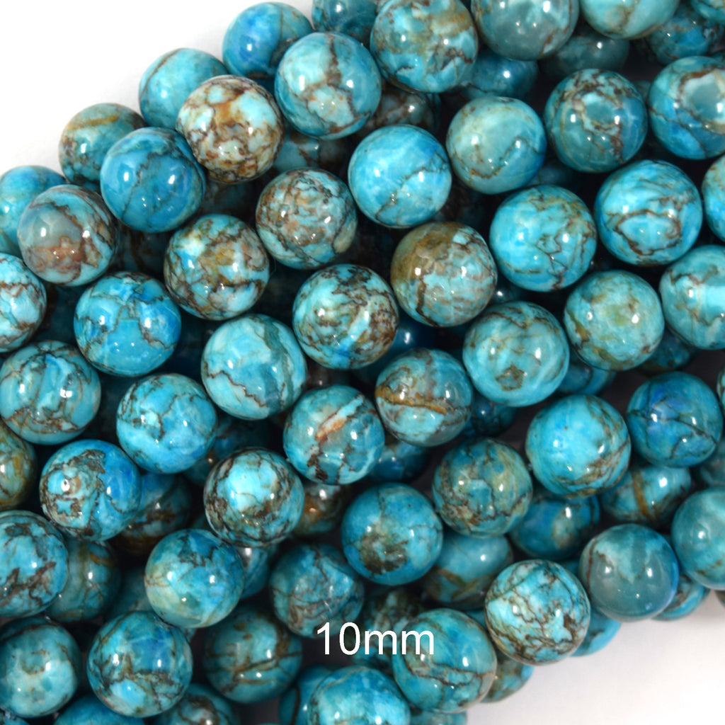 Natural Blue South African Turquoise Round Beads 15" Strand 6mm 8mm 10mm