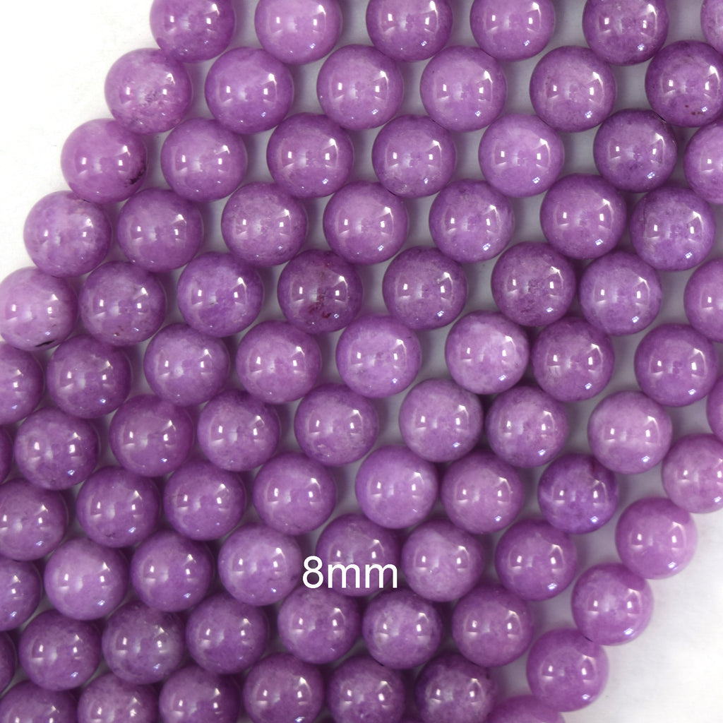 Purple Lepidolite Colored Quartz Round Beads 15.5“ Strand 6mm 8mm 10mm