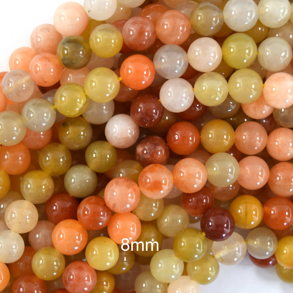 Natural Golden flower Jade Round Beads Gemstone 15" Strand 6mm 8mm 10mm