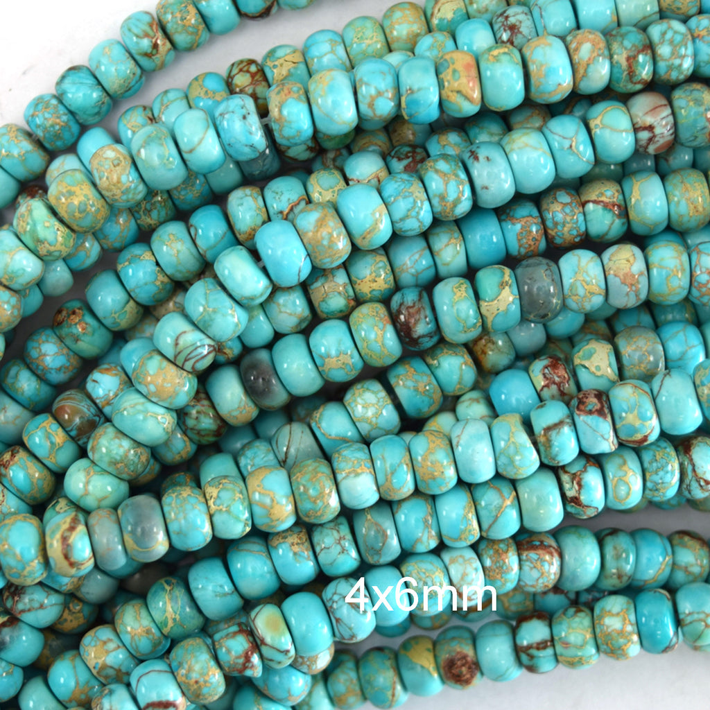 Light Blue Sea Sediment Jasper Rondelle Beads 15.5" Strand 4mm 6mm 8mm