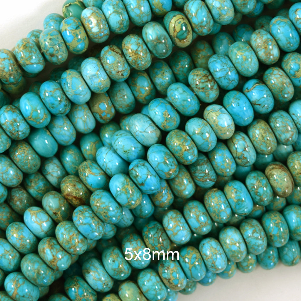 Light Blue Sea Sediment Jasper Rondelle Beads 15.5" Strand 4mm 6mm 8mm