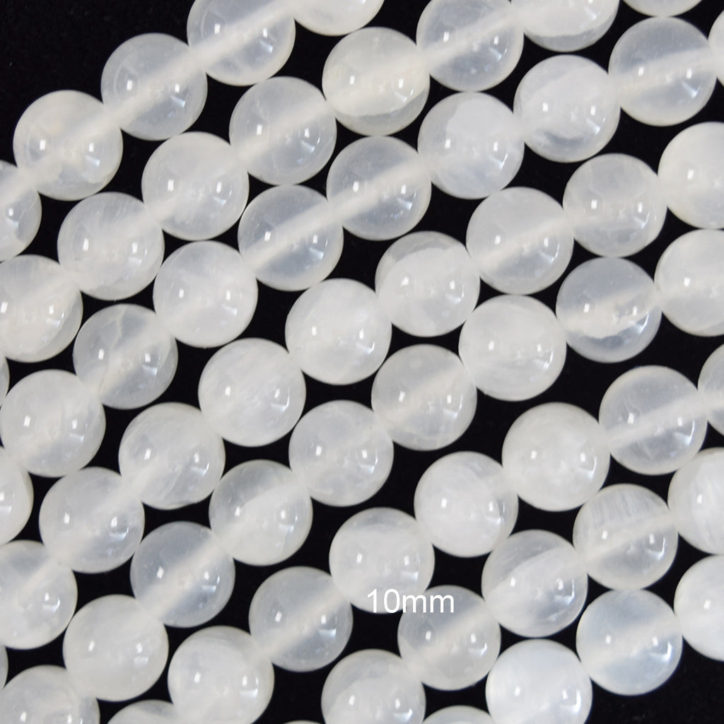 Natural White Selenite Round Beads Gemstone 15" strand 4mm 6mm 8mm 10mm 12mm