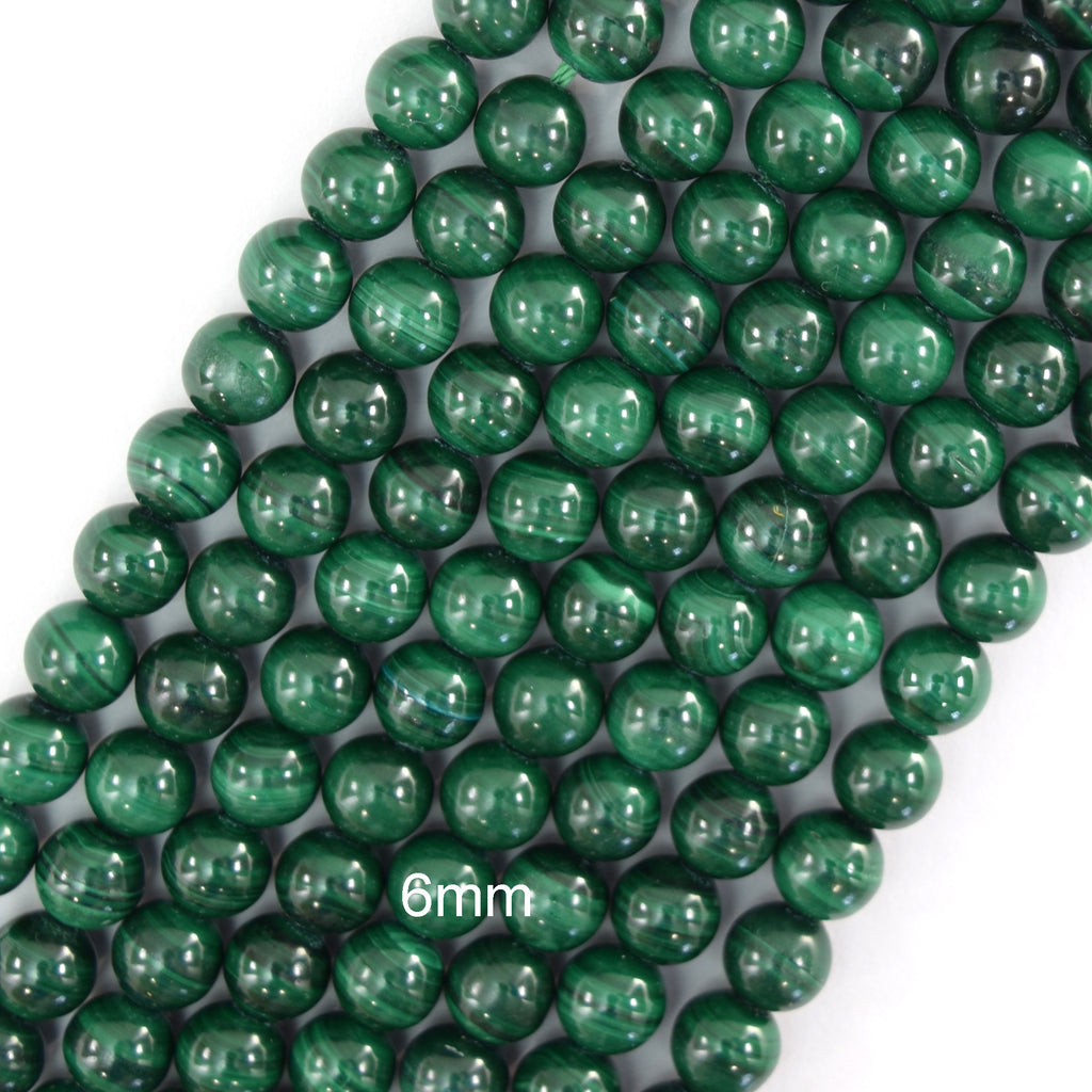 AA Natural Green Malachite Round Beads Gemstone 15.5" Strand 4mm 6mm 8mm 10mm