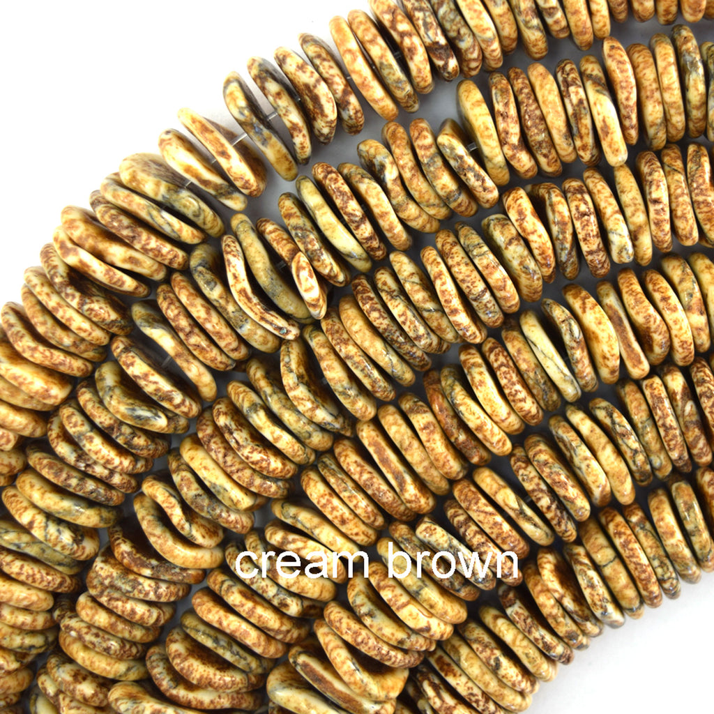 10mm - 18mm Graduated Turquoise Disc Button Beads 15.5" Blue Brown Green Red