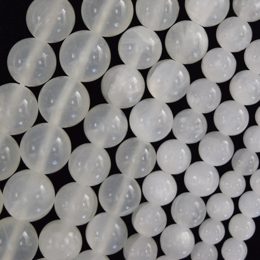 Natural White Selenite Round Beads Gemstone 15" strand 4mm 6mm 8mm 10mm 12mm