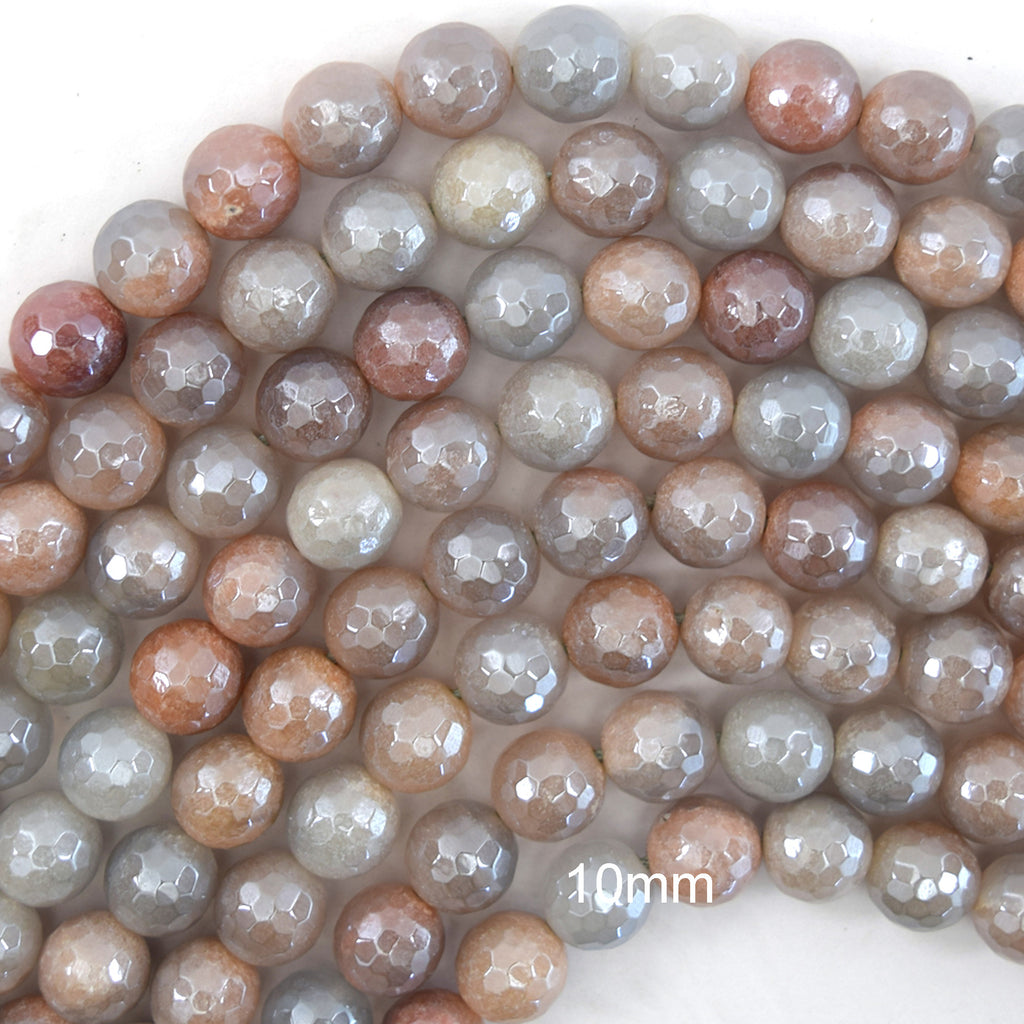 Mystic Titanium Faceted Peach Aventurine Round Beads 15" 6mm 8mm 10mm 12mm