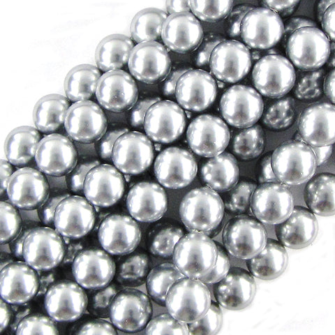 Silver Shell Pearl Round Beads Gemstone 15.5" Strand 4mm 6mm 8mm 12mm S1