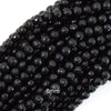 Natural Faceted Black Obsidian Round Beads 15