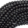 Natural Faceted Black Obsidian Round Beads 15