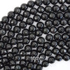 Natural Faceted Black Obsidian Round Beads 15
