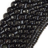 Natural Faceted Black Obsidian Round Beads 15