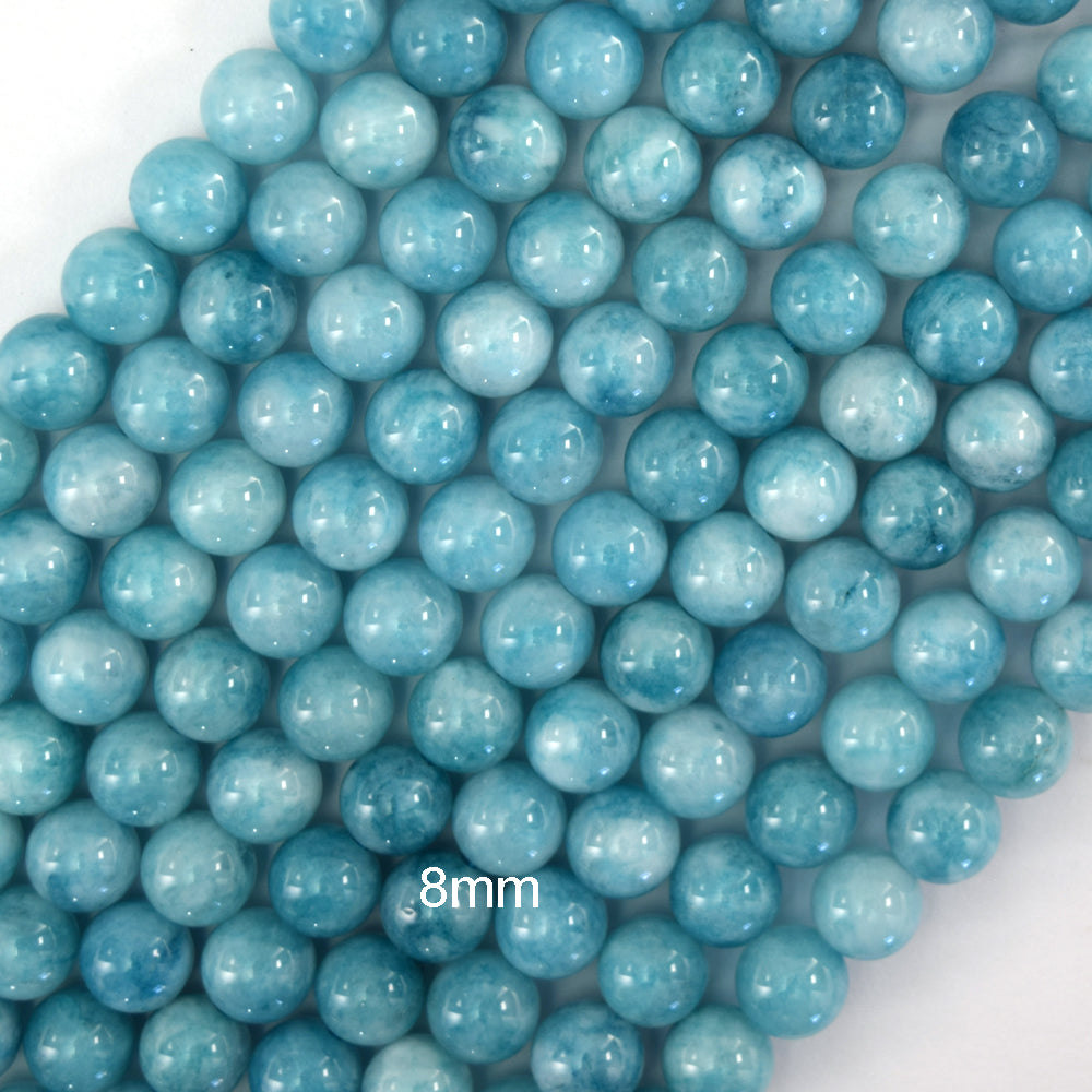 Blue Larimar Quartz Round Beads Gemstone 15" Strand 6mm 8mm 10mm 12mm S3