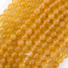 Yellow Citrine Colored Quartz Round Beads Gemstone 15