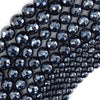 Mystic Titanium Faceted Black Onyx Round Beads 15