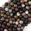 Natural Watermelon Tourmaline Round Beads 15.5