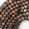 Natural Brown Sunstone Round Beads Gemstone 15.5