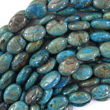Brown Blue Turquoise Flat Oval Beads Gemstone 15