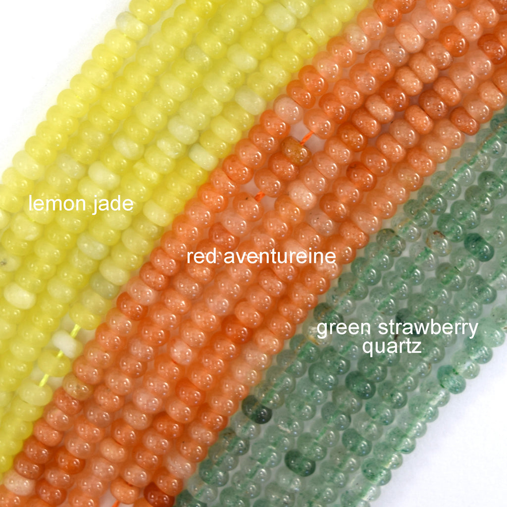 2x4mm Natural Various Gemstones Rondelle Button Spacer Beads 15" Strand 4mm - Eagle Beadz