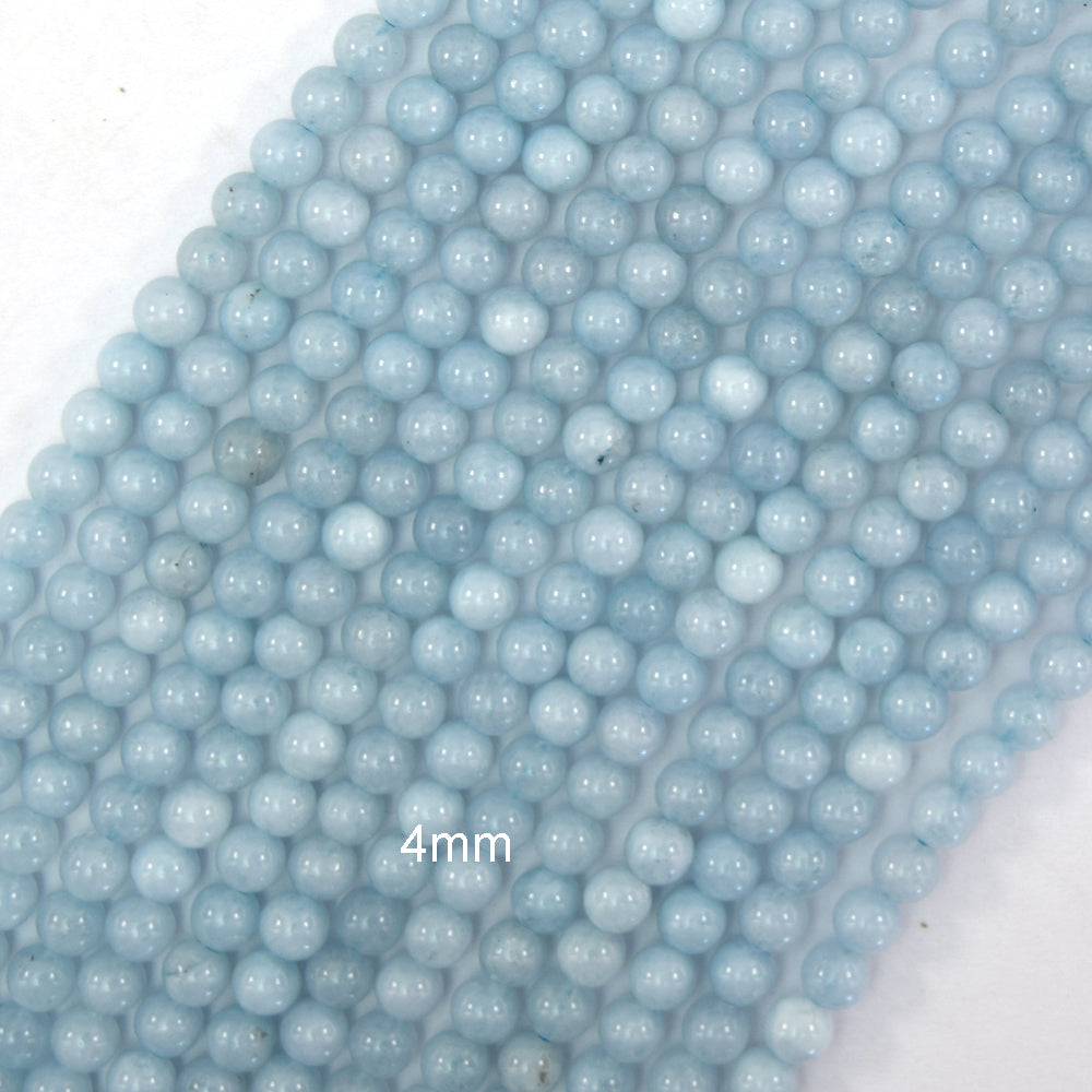 Light Blue Aquamarine Quartz Round Beads 15" Strand 4mm 6mm 8mm 10mm 12mm