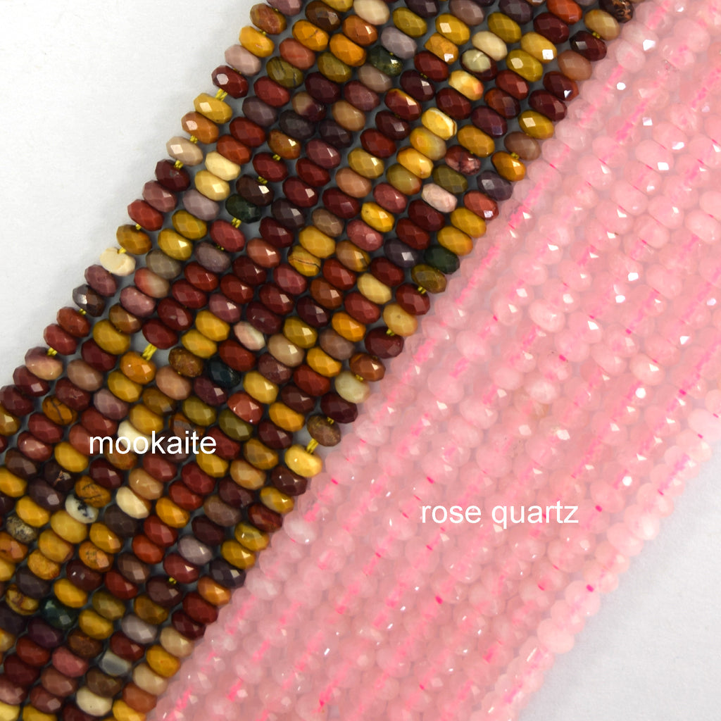 2x4mm Natural Faceted Various Gemstone Rondelle Button Spacer Beads 15" Strand