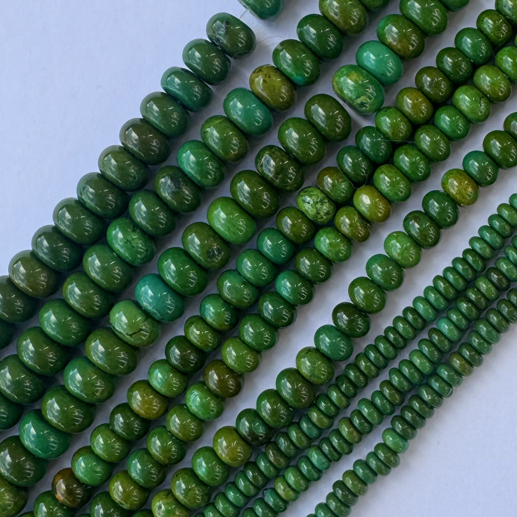 Yellowish Green Turquoise Rondelle Button Beads Gemstone 15" Strand 4m 6mm 8mm