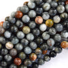 Natural Brown Gray Hawk Eye Round Beads 15.5