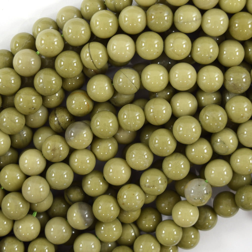 Natural African Matcha Green Jasper Round Beads 15" Strand 4mm 6mm 8mm 10mm