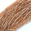 Natural Faceted Orange Sunstone Round Beads Gemstone 15