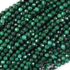 Natural Faceted Green Malachite Round Beads Gemstone 15.5