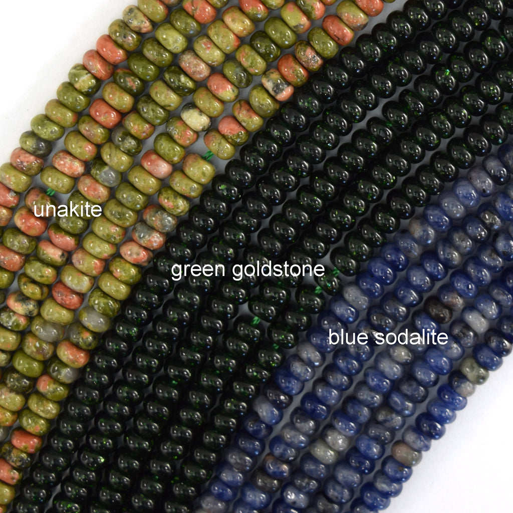 2x4mm Natural Various Gemstones Rondelle Button Spacer Beads 15" Strand 4mm - Eagle Beadz