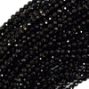 Natural Faceted Black Spinel Round Beads Gemstone 15.5