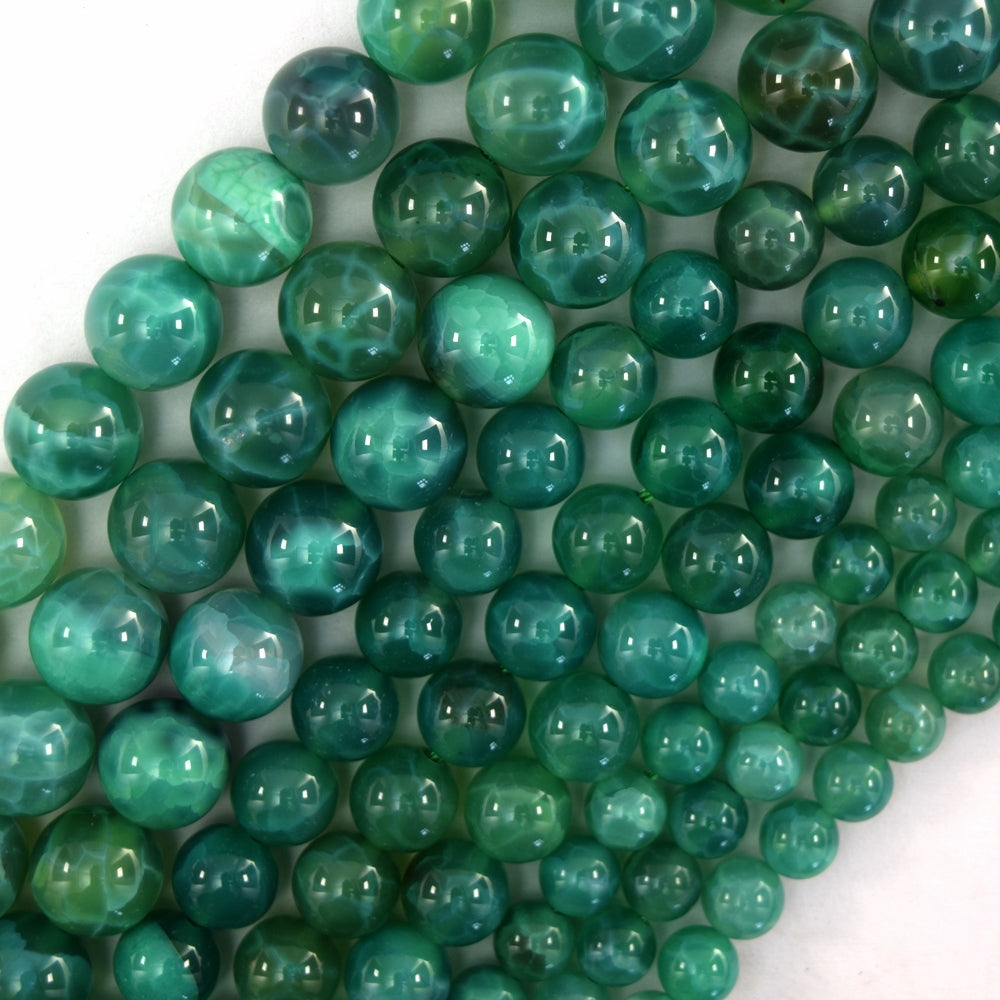 AA Green Fire Agate Round Beads Gemstone 15.5" Strand 6mm 8mm 10mm