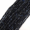 Natural Genuine Faceted Blue Sapphire Round Beads Gemstone 15.5