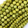 AA Natural Lemon Green Opal Round Beads Gemstone 15